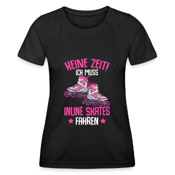 Inline Skates Inline Skating Inline Skater - Frauen Funktions-T-Shirt - Schwarz - Vorne - AI Model Female 172 light (172cm)