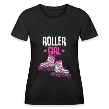 Inline Skates Inline Skating Inline Skater - Frauen Funktions-T-Shirt - Schwarz - Vorne - AI Model Female 172 light (172cm)