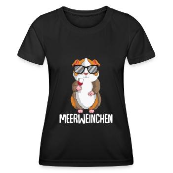 Meerweinchen Meerschweinchen Wein - Frauen Funktions-T-Shirt - Schwarz - Vorne - AI Model Female 172 light (172cm)
