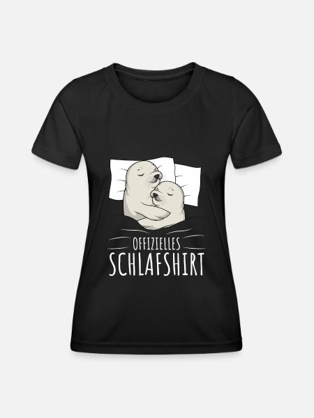 Offizielles Schlafshirt Robbe Schlafen - Frauen Funktions-T-Shirt - Schwarz