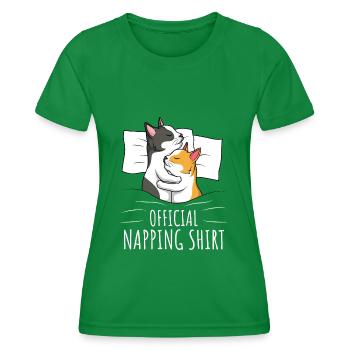 Katzen Schlafshirt Katze Kater - Frauen Funktions-T-Shirt - Kelly Green - Vorne - AI Model Female 172 dark (172cm)