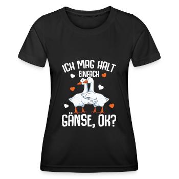 Ich mag halt Gänse Gänsezüchter Gans - Frauen Funktions-T-Shirt - Schwarz - Vorne - AI Model Female 172 light (172cm)