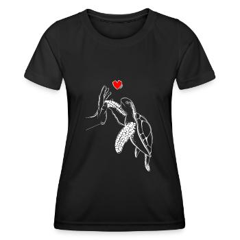 Tortues Chers Enfants Filles Tortue - T-shirt sport Femme - noir - Devant - AI Model Female 172 light (172cm)