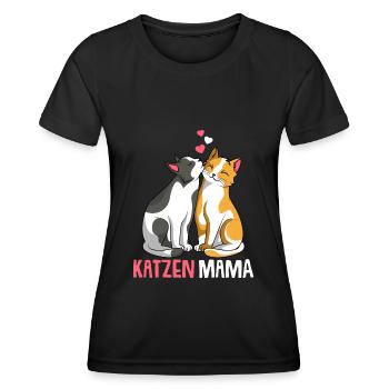 Katzenmama Katzen Mama Katze Damen - Frauen Funktions-T-Shirt - Schwarz - Vorne - AI Model Female 172 light (172cm)