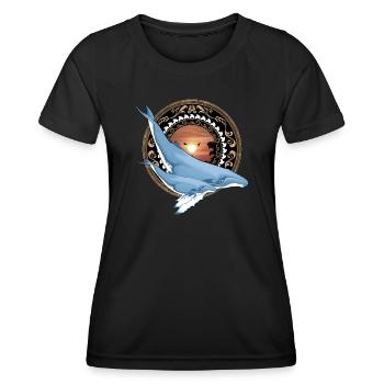 Buckelwal Hawaiianisch - Frauen Funktions-T-Shirt - Schwarz - Vorne - AI Model Female 172 light (172cm)