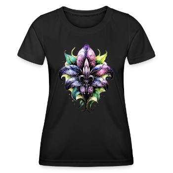 Fleur de Lys, Lilie, Mardi Gras, Frankreich Wappen - Frauen Funktions-T-Shirt - Schwarz - Vorne - AI Model Female 172 light (172cm)