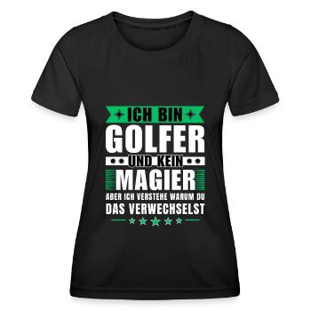 Ich bin Golfer und kein Magier - Frauen Funktions-T-Shirt - Schwarz - Vorne - AI Model Female 172 light (172cm)