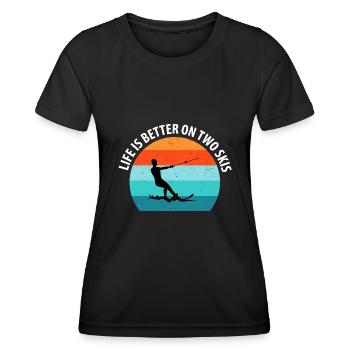 Ski nautique, ski nautique, skieurs nautiques - T-shirt sport Femme - noir - Devant - AI Model Female 172 light (172cm)