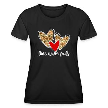 love never fails - Frauen Funktions-T-Shirt - Schwarz - Vorne - AI Model Female 172 light (172cm)