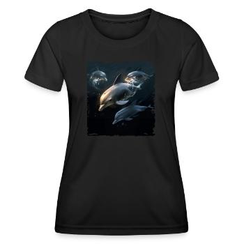 Dolphin watching - Women's Functional T-Shirt - black - Front - AI Model Female 172 light (172cm)