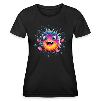 Poisson-globe - T-shirt sport Femme - noir - Devant - AI Model Female 172 light (172cm)