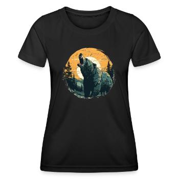 Grizzly in sundown retro style - Frauen Funktions-T-Shirt - Schwarz - Vorne - AI Model Female 172 light (172cm)