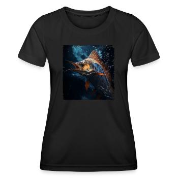Marlin sous l’eau - T-shirt sport Femme - noir - Devant - AI Model Female 172 light (172cm)