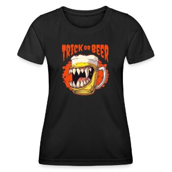 Trick ou bière - T-shirt sport Femme - noir - Devant - AI Model Female 172 light (172cm)
