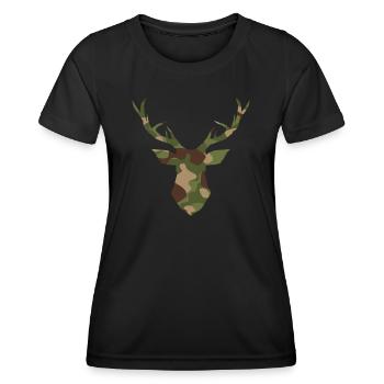 Deer head silhouette antlers - Women's Functional T-Shirt - black - Front - AI Model Female 172 light (172cm)