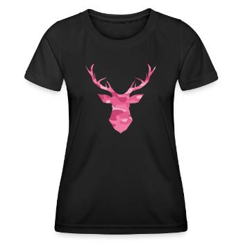 Tête de cerf camouflage camouflage rose - T-shirt sport Femme - noir - Devant - AI Model Female 172 light (172cm)