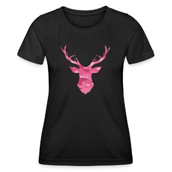 Tête de cerf camouflage camouflage rose - T-shirt sport Femme - noir - Devant - AI Model Female 172 light (172cm)