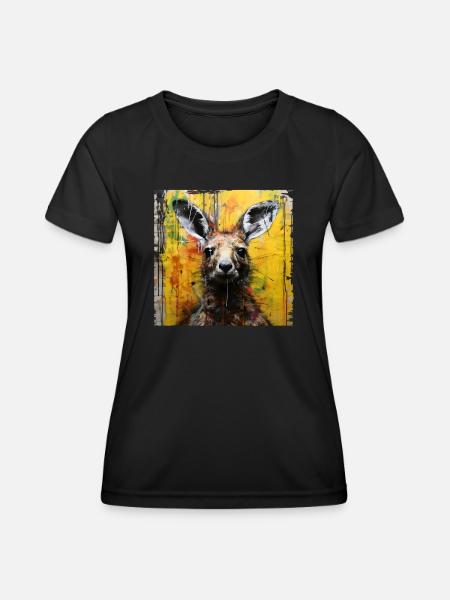 Graffiti Kangaroo - Frauen Funktions-T-Shirt - Schwarz