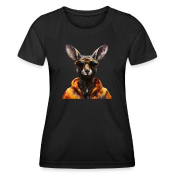 Rap Känguru - Frauen Funktions-T-Shirt - Schwarz - Vorne - AI Model Female 172 light (172cm)
