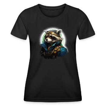 Steampunk Raccoon in sunlight - Women's Functional T-Shirt - black - Front - AI Model Female 172 light (172cm)