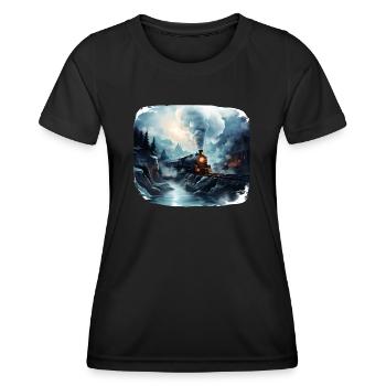 Steam locomotive - Women's Functional T-Shirt - black - Front - AI Model Female 172 light (172cm)