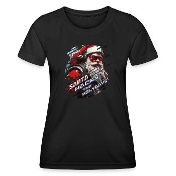 Santa hacks the Holydays - Women's Functional T-Shirt - black - Front - AI Model Female 172 light (172cm)