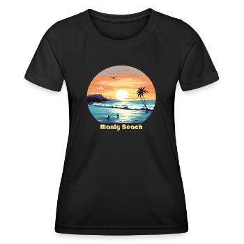 Plage de Manly - T-shirt sport Femme - noir - Devant - AI Model Female 172 light (172cm)