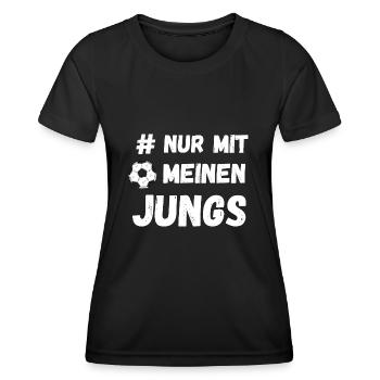 # Nur mit meinen Jungs Fußball Stammtisch Verein - Frauen Funktions-T-Shirt - Schwarz - Vorne - AI Model Female 172 light (172cm)