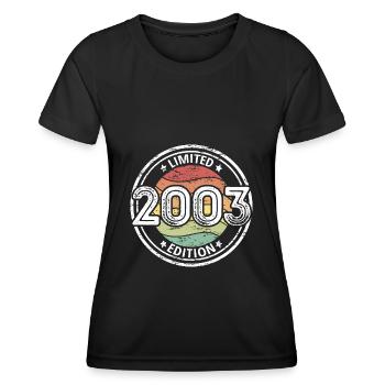 Born 2003 20th birthday - Women's Functional T-Shirt - black - Front - AI Model Female 172 light (172cm)