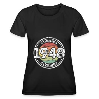 Born 1948 75th birthday - Women's Functional T-Shirt - black - Front - AI Model Female 172 light (172cm)