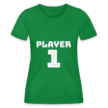 Chemise de joueur cool Player 1 - T-shirt sport Femme - vert - Devant - AI Model Female 172 dark (172cm)