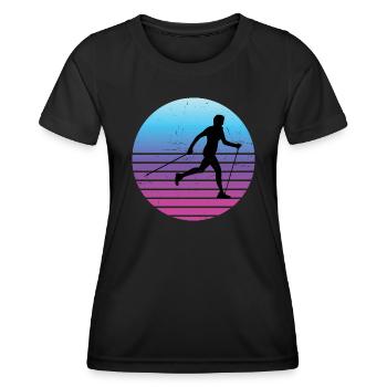 Damen Herren Walker Nordic Walker Walken Walking - Frauen Funktions-T-Shirt - Schwarz - Vorne - AI Model Female 172 light (172cm)