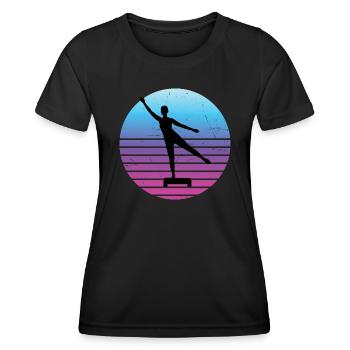 Damen Fitness Aerobic Fitness Aerobic Konditionstr - Frauen Funktions-T-Shirt - Schwarz - Vorne - AI Model Female 172 light (172cm)