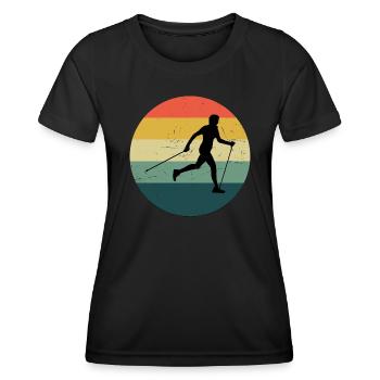 Damen Nordic Walking Nordic Walker Walken - Frauen Funktions-T-Shirt - Schwarz - Vorne - AI Model Female 172 light (172cm)