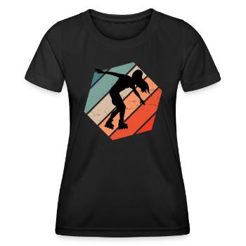 Herren Roller Skating Roller Skates Roller Skating - Frauen Funktions-T-Shirt - Schwarz - Vorne - AI Model Female 172 light (172cm)