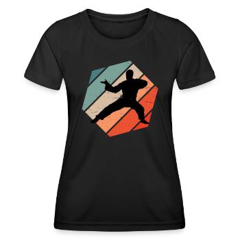 Herren Kung Fu Damen Kampfsport Kungfu Wushu - Frauen Funktions-T-Shirt - Schwarz - Vorne - AI Model Female 172 light (172cm)