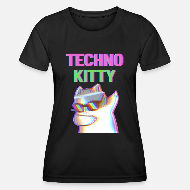 Techno Kitty - Women's Functional T-Shirt - black
