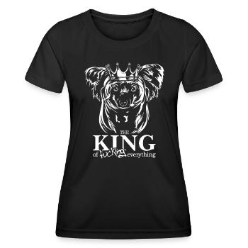CHINESE CRESTED DOG King Hunde Spruch Wilsigns - Frauen Funktions-T-Shirt - Schwarz - Vorne - AI Model Female 172 light (172cm)