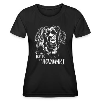 Loved by a Hovawart Hunde Hundespruch Wilsigns - Frauen Funktions-T-Shirt - Schwarz - Vorne - AI Model Female 172 light (172cm)