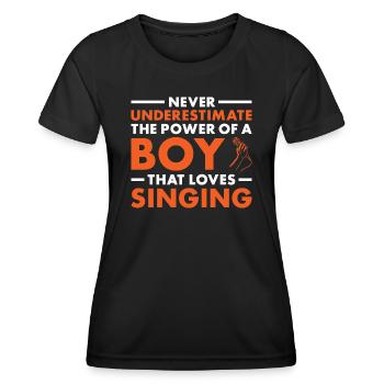 Singer Never Underestimate The Power Of A Boy - Frauen Funktions-T-Shirt - Schwarz - Vorne - AI Model Female 172 light (172cm)