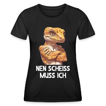 Gecko reptiles lézard je m’en fous - T-shirt sport Femme - noir - Devant - AI Model Female 172 light (172cm)