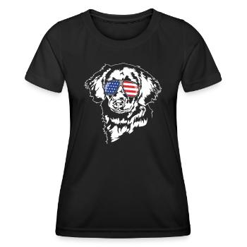 Stabjihoun Lunettes de soleil drapeau américain chiens Wilsigns - T-shirt sport Femme - noir - Devant - AI Model Female 172 light (172cm)