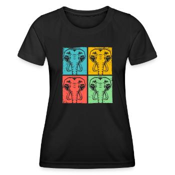Éléphant Pop Art Animal - T-shirt sport Femme - noir - Devant - AI Model Female 172 light (172cm)