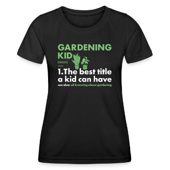 Jardinier Kid Définition Jardinage - T-shirt sport Femme - noir - Devant - AI Model Female 172 light (172cm)
