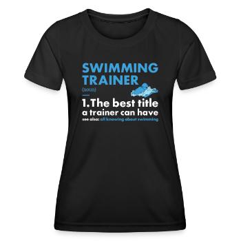 Sport Trainer Swimming - Frauen Funktions-T-Shirt - Schwarz - Vorne - AI Model Female 172 light (172cm)