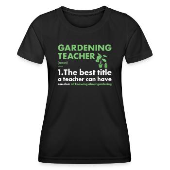 Jardinier Enseignant Définition Jardinage - T-shirt sport Femme - noir - Devant - AI Model Female 172 light (172cm)