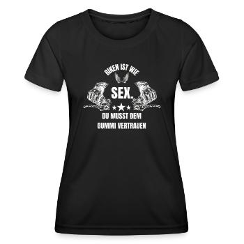 BIKEN IST WIE SEX - Frauen Funktions-T-Shirt - Schwarz - Vorne - AI Model Female 172 light (172cm)