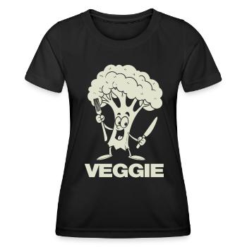Brocoli Veggie - Légumes, végétalien - T-shirt sport Femme - noir - Devant - AI Model Female 172 light (172cm)