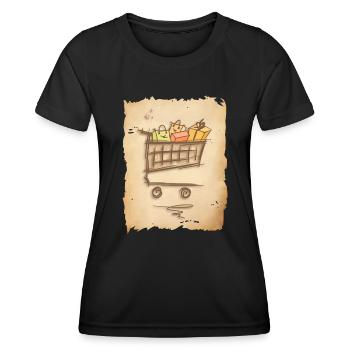 Einkaufswagen mit Geschenken Einkaufstüten - Frauen Funktions-T-Shirt - Schwarz - Vorne - AI Model Female 172 light (172cm)