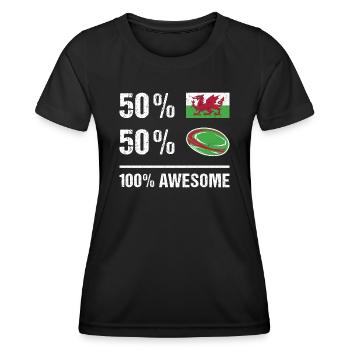 50% Wales 50% Rugby 100% Awesome Wales Rugby - Women's Functional T-Shirt - black - Front - AI Model Female 172 light (172cm)
